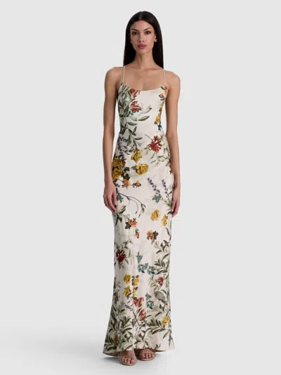 Alice And Olivia Montana Maxi Slip Dress In Brown