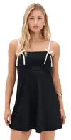 Alice And Olivia Morgan Babydoll Mini Dress With Bow Dtl In Black