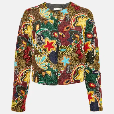 Pre-owned Alice And Olivia Multicolor Beaded Embroidery Crepe Jacket M