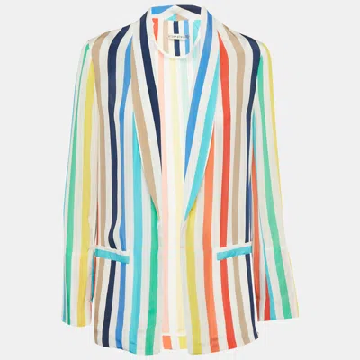 Pre-owned Alice And Olivia Multicolor Kylie Rainbow Stripe Cupro Shawl Collar Jacket Xs
