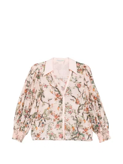 Alice And Olivia Multicolor Printed Shirt In Pink