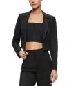 Alice And Olivia Mya Cropped Pinstripe Blazer In Black