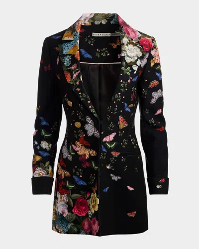 Alice And Olivia Mya Longline Blazer In Multi