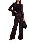 Alice And Olivia Mya Notch Collar Twill Blazer In Black/perfect Ruby In Multi