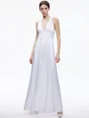 Alice And Olivia Myrtle Deep V-neck Wide Leg Jumpsuit In White