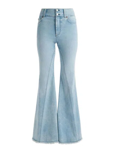 Alice And Olivia Light Blue High-rise Wide Leg Denim Jeans For Women