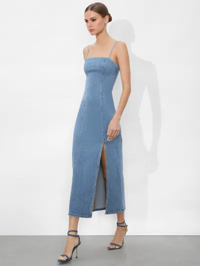Alice And Olivia Nakisha Midi Dress In Aubrey Denim