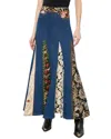 Alice And Olivia Nala Embroidered Jacquard And Denim Maxi Skirt In Black