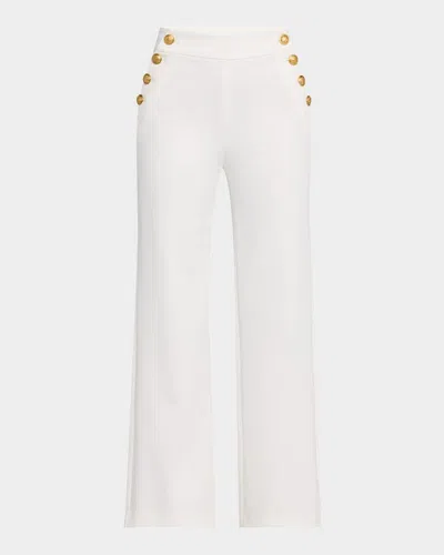 Alice And Olivia Narin High-rise Buttoned Pants In Off White
