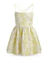 Alice And Olivia Nat Metallic Floral-jacquard Mini Dress In Happy Yellow