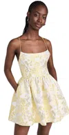 Alice And Olivia Nat Metallic Floral-jacquard Mini Dress In Happy Yellow
