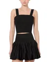 Alice And Olivia Natalia Linen-blend Top In Black