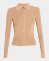 Alice And Olivia Nealie Ribbed Polo In Tan