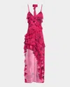 Alice And Olivia Nelia High-low Ruffle Wrap Maxi Dress With Detachable Scarf
