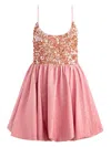 Alice And Olivia Nessa Sequined Empire-waist Bubble Mini Dress In Pink