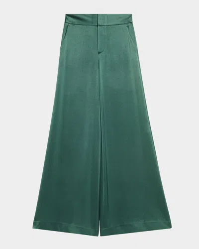 Alice And Olivia Nessi Baggy Satin Trousers In Green