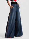 Alice And Olivia Nessi Jean With Side Stripe In Blue