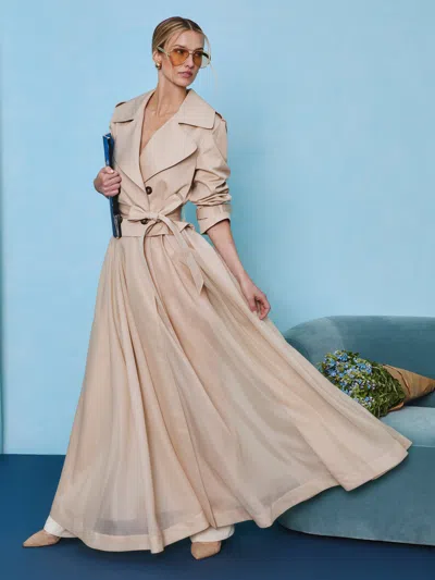 Alice And Olivia Nevada Sheer Combo Trench Coat In Brown