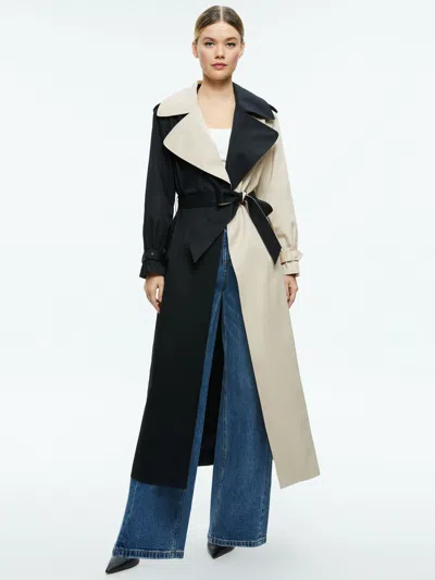 Alice And Olivia Nevada Two-tone Trench Coat In Neutrals