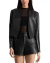 Alice And Olivia Harvey Draped Open-front Leather Jacket In Black