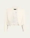 Alice And Olivia Harvey Draped Open-front Leather Jacket In White