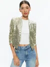 Alice And Olivia New Harvey Sequin Open Front Jacket In Pale Gold