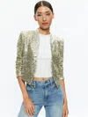 Alice And Olivia New Harvey Sequin Open Front Jacket In Pale Gold