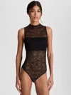 Alice And Olivia Nichol Lace Thong Bodysuit Black In Black