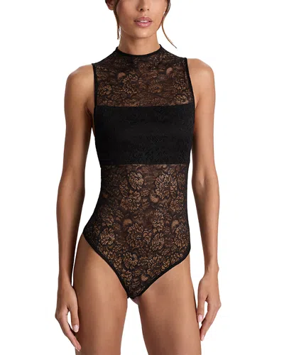Alice And Olivia Nichol Lace Bodysuit In Black