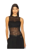 Alice And Olivia Nichol Lace Bodysuit In Black