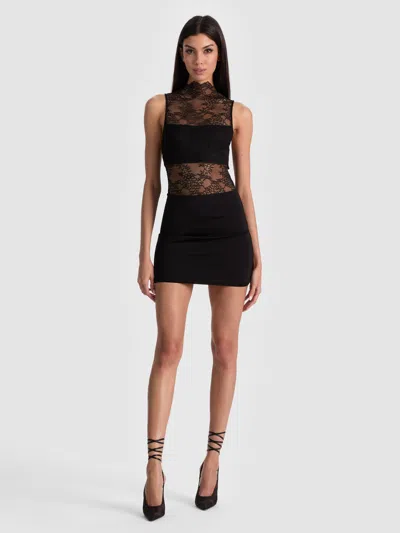 Alice And Olivia Nichol Lace Mini Dress In Black
