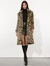 Alice And Olivia Nicholas Oversized Faux Fur Coat In Camel/black Jaguar