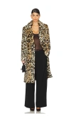 Alice And Olivia Nicholas Oversized Faux Fur Coat In Camel & Black Jaguar