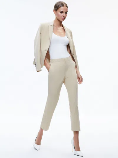 Alice And Olivia Nicky Chino Waistband Slim Ankle Pant In Latte