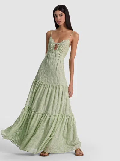 Alice And Olivia Nicky Tiered Maxi Dress In Green