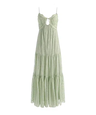 Alice And Olivia Nicky Tiered Maxi Dress In Light Sage