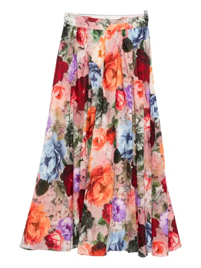 Alice And Olivia Nilda Floral Maxi Skirt In Pink