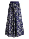 Alice And Olivia Nilda Floral-print Elastic-waist Maxi Skirt In Blue