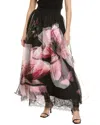 Alice And Olivia Nilda Voluminous Silk Maxi Skirt W Lace In Black