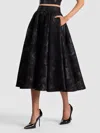 Alice And Olivia Nilda Voluminous Floral Jacquard Midi Skirt In Black