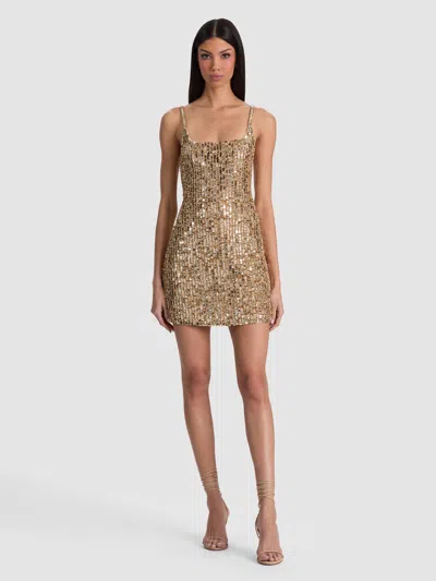 Alice And Olivia Nina Embellished Mini Dress In Brown