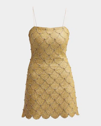 Alice And Olivia Nina Embellished Scallop Mini Dress In Multi