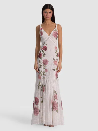 Alice And Olivia Nisa Lace Maxi Gown In Pink