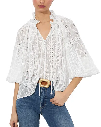 ALICE AND OLIVIA ALICE AND OLIVIA NOAH EYELET PEASANT TOP