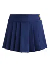 Alice And Olivia Noah Pleated Button-fastening Mini Skirt In Blue