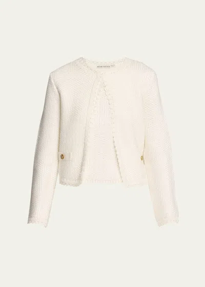 Alice And Olivia Noella Knit Jacket In Soft White