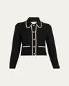Alice And Olivia Noella Sequined Wool-blend Cardigan In Black
