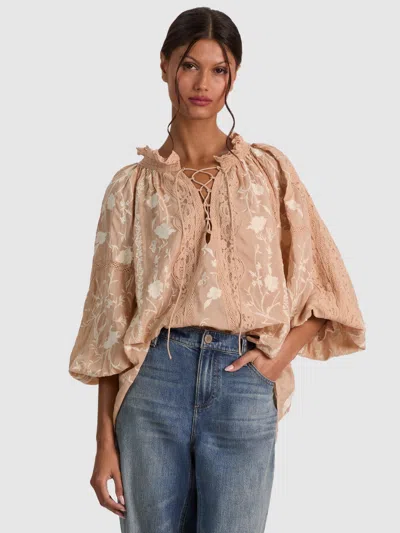 Alice And Olivia Norah Embroidered Blouse In Multi