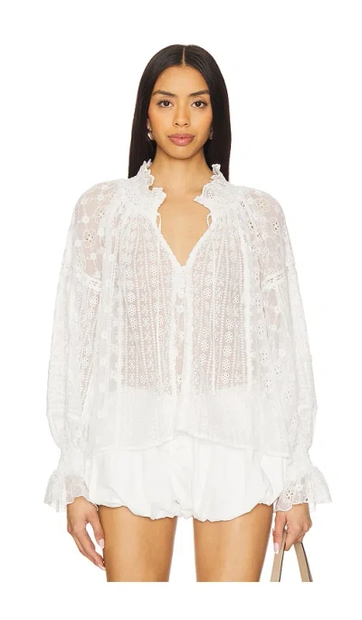 Alice And Olivia Norah Peasant Blouse In 米白