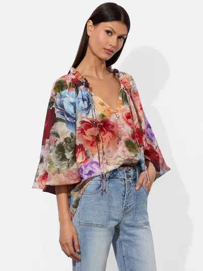 Alice And Olivia Norah Peasant Blouse In Multi